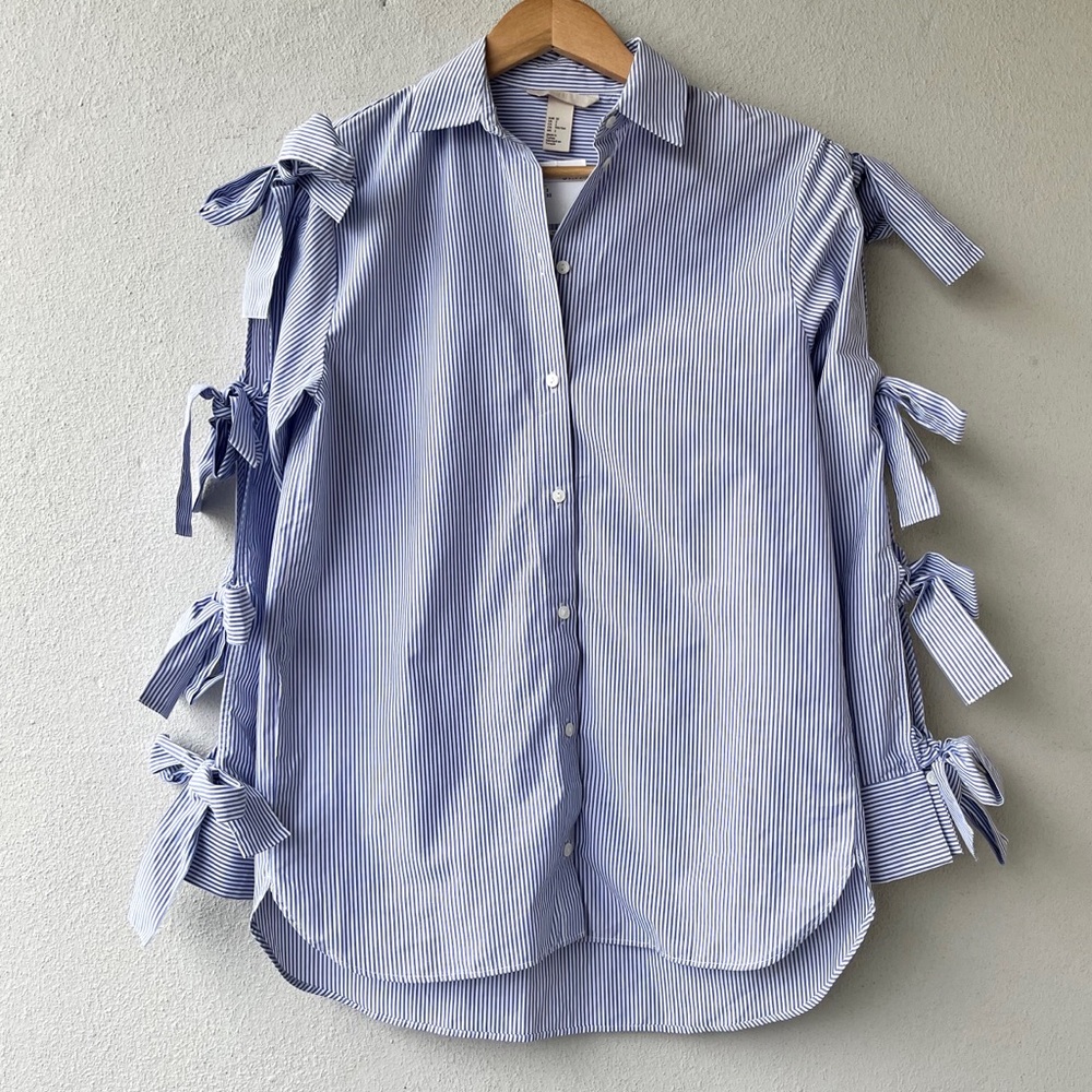H&M | NWT Bow- Detail Poplin Shirt
